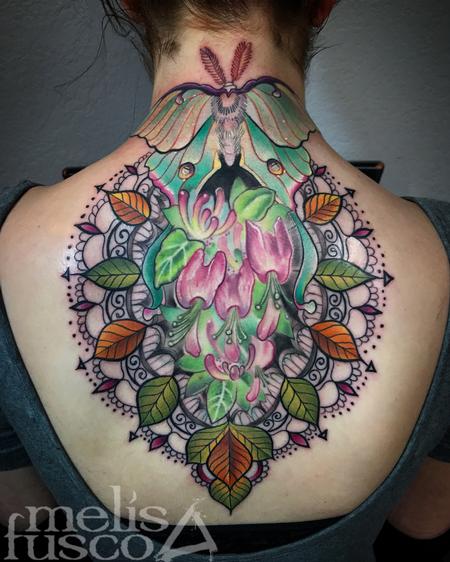 Tattoos - Luna moth and ornate design  - 129161